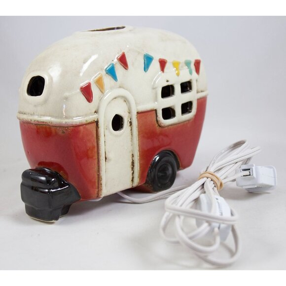Kirkland's Camper Caravan RV Ceramic Tabletop Night Light Lamp Retro Red - Picture 2 of 6